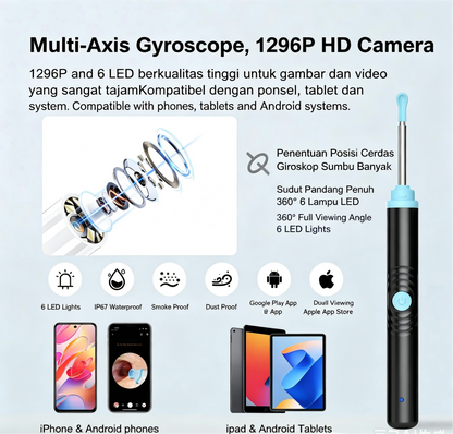 👂 Smart Visual Ear Cleaner with HD Camera 📷 | WiFi Ear Wax Removal Tool with LED Light & Waterproof Design