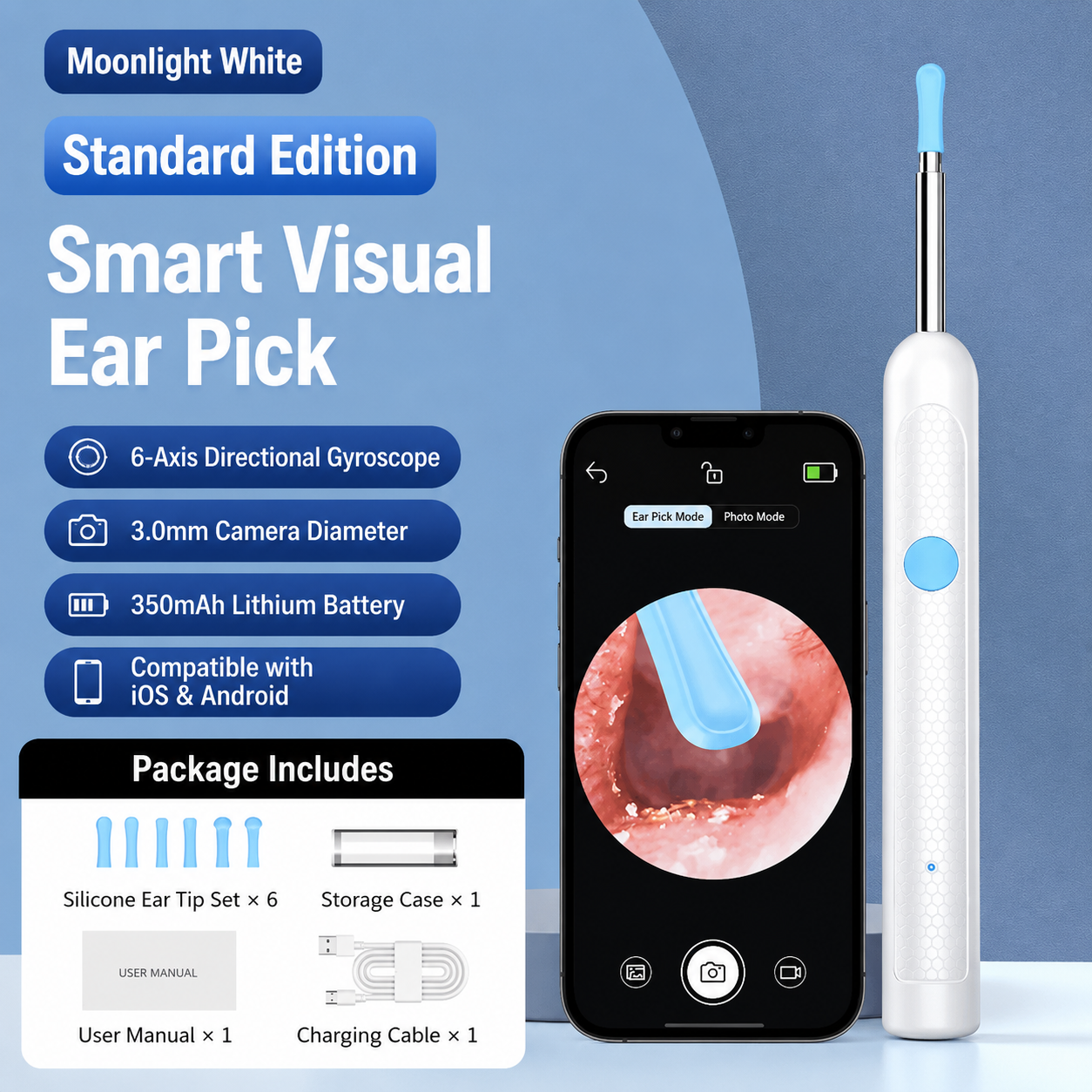 👂 Smart Visual Ear Cleaner with HD Camera 📷 | WiFi Ear Wax Removal Tool with LED Light & Waterproof Design