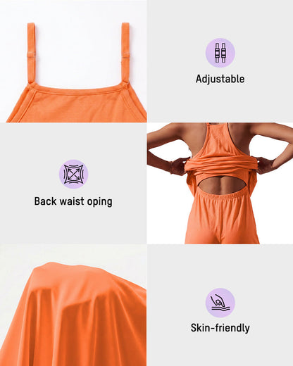 👗Adjustable Strap Active Mini Dress with Built-In Shorts & Pockets