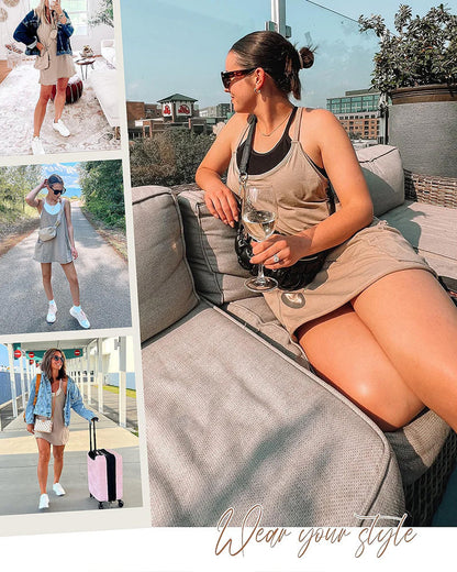 👗Adjustable Strap Active Mini Dress with Built-In Shorts & Pockets
