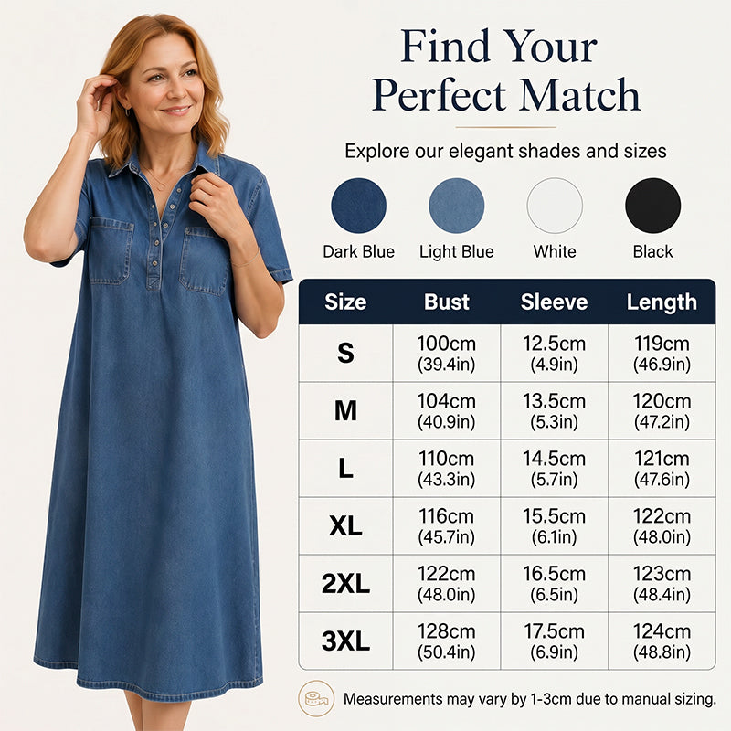 👖 Casual Pocket Denim Midi Shirt Dress – Soft denim & relaxed fit – Functional pockets, perfect for everyday casual – comfortable and versatile ✨🌸