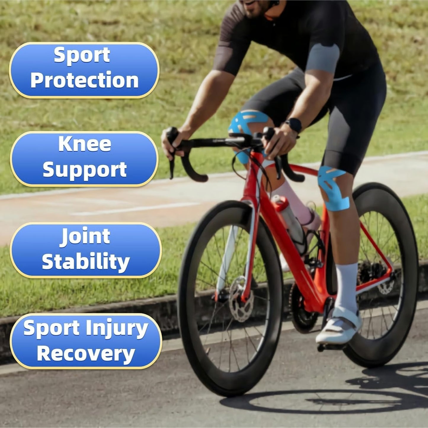 🔥 Pre-cut Kinesiology Tape for Knees | Provides comfortable support for sports and daily activities